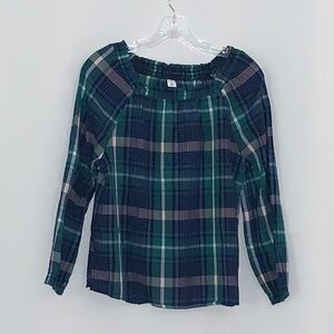Old Navy Cotton Long Sleeve Plaid Blouse
